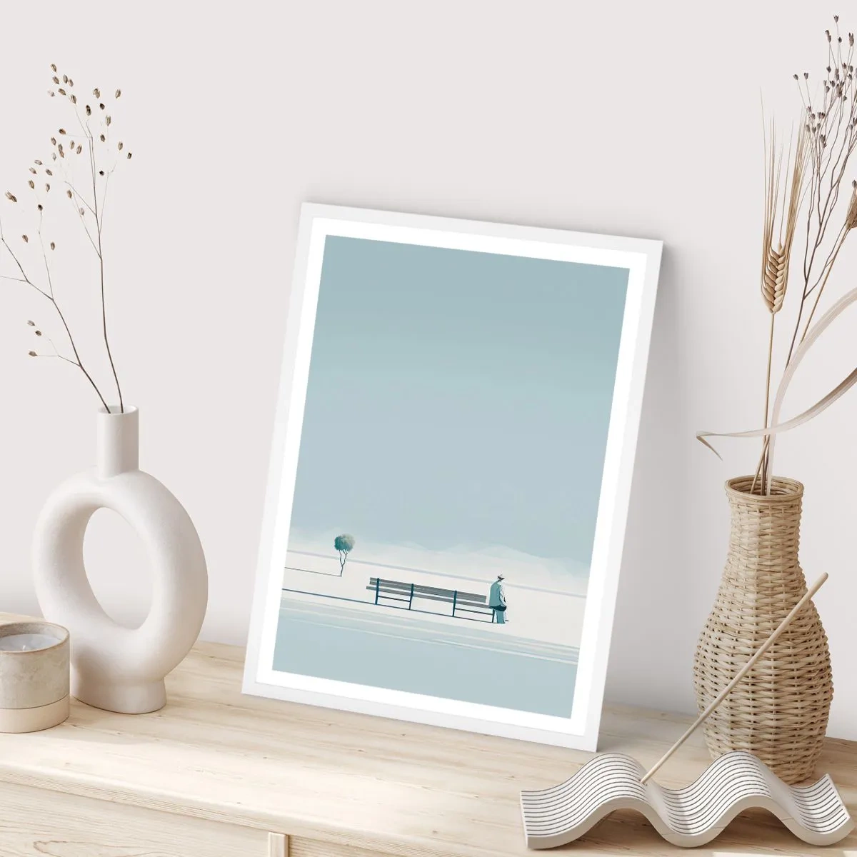 Affiche dans un cadre blanc - Poster - Oui, j'attends. - 30x40 cm