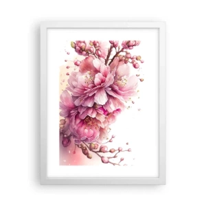 Affiche dans un cadre blanc - Poster - Fleur florissante de cerisier - 30x40 cm