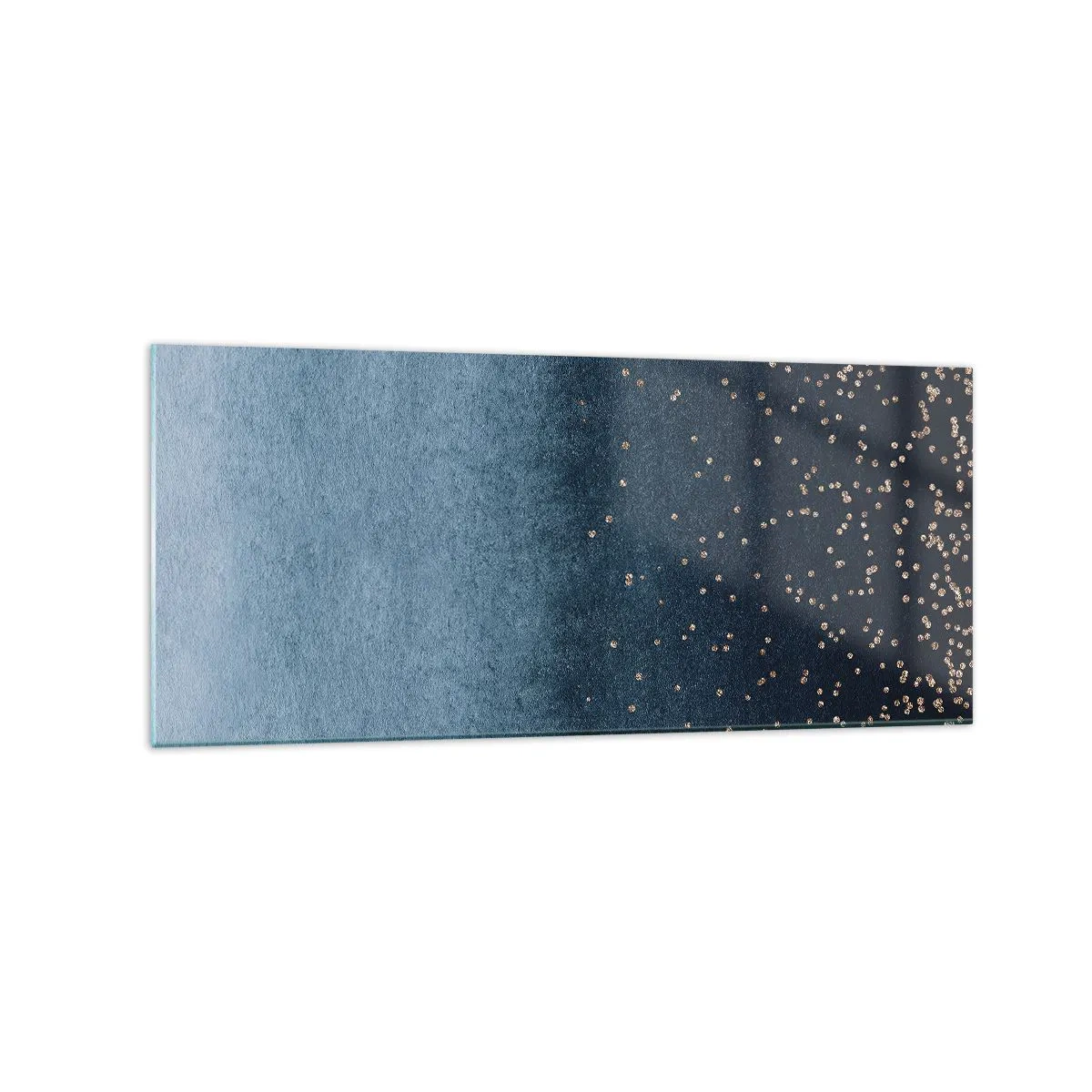 Impression sur verre - Image sur verre - Dégradés bleus avec de subtils accents dorés - 120x50cm - Composition - phases bleues - Décoration murale moderne pour le salon et la chambre ARTTOR