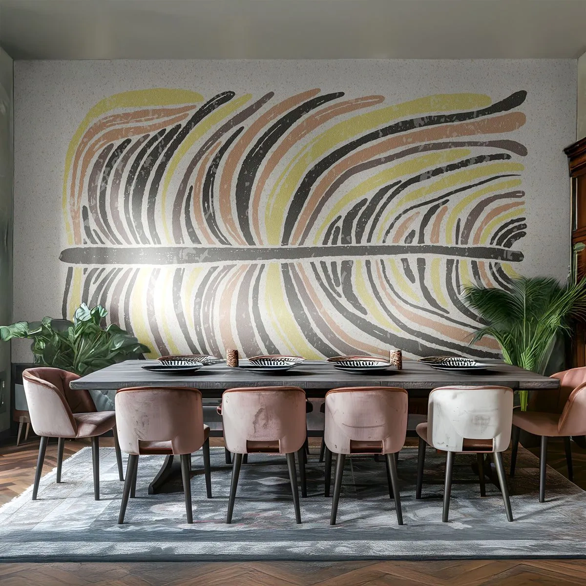 Papier Peint Photo Standard Eco - Abstraction pleine de vie - Bohème, Minimalisme, Pastel - 300x210 cm