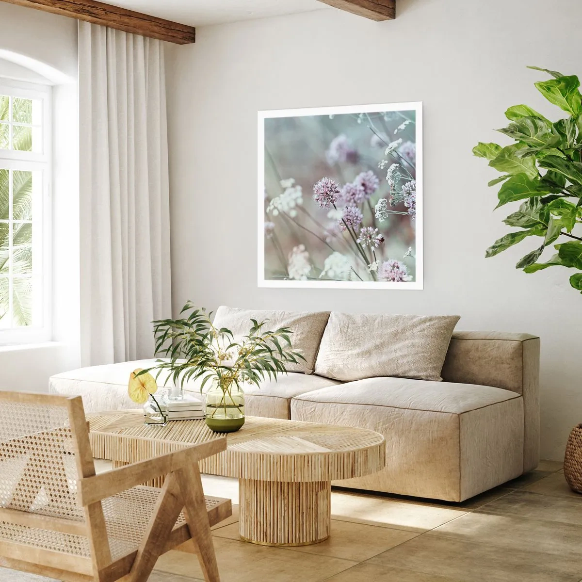 Affiche - Poster - Herbes douces en filigrane - 60x60 cm