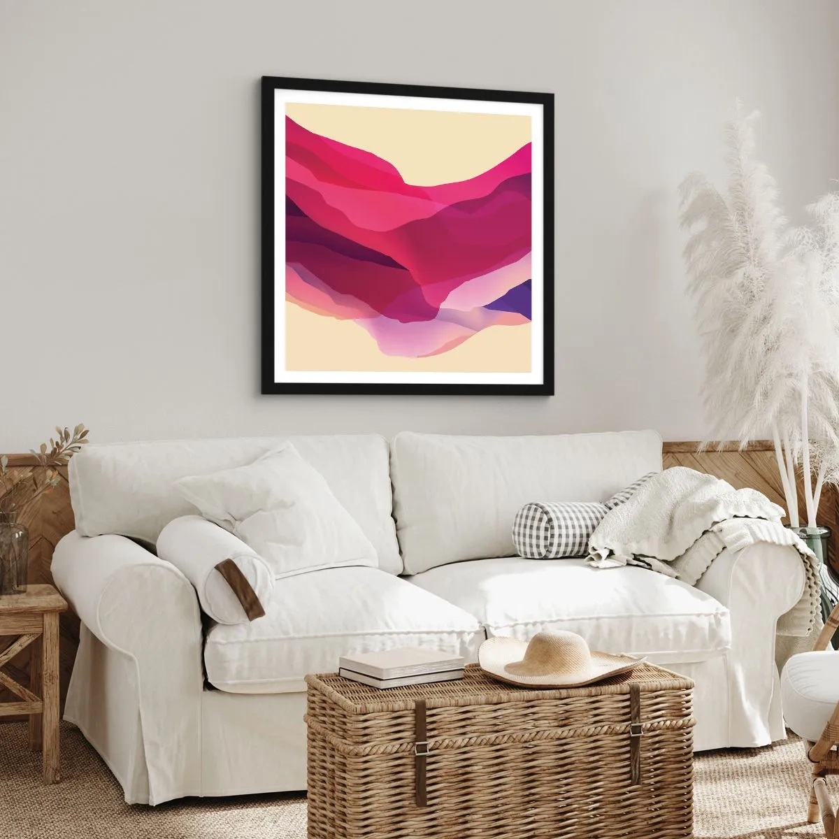 Affiche dans un cadre noir - Poster - Vagues pourpre - 30x30 cm