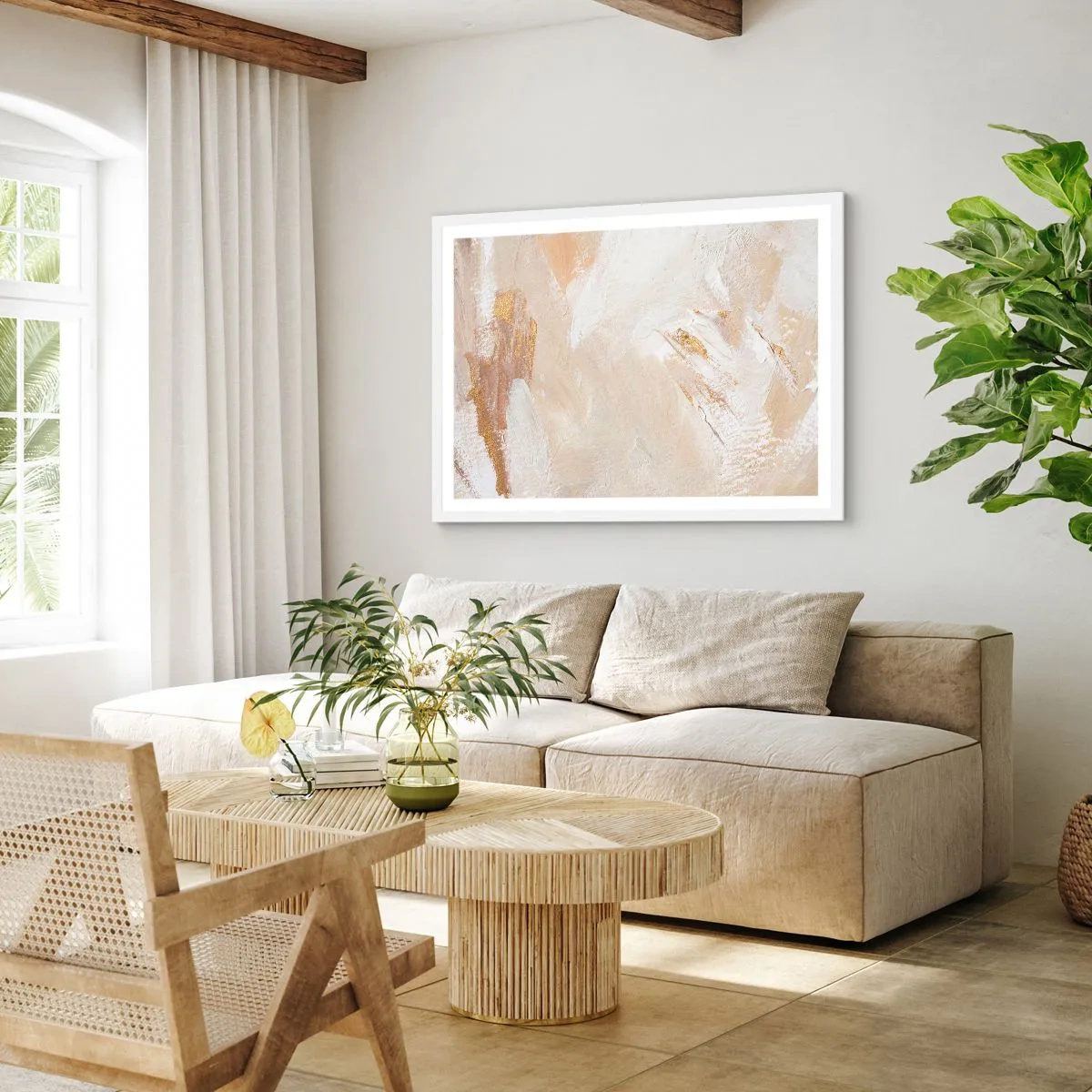 Affiche dans un cadre blanc - Poster - Composition pastel - 91x61 cm