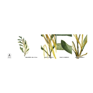 Échantillon De Papier Peint Standard Eco - Tout ce qui est bon - Feuilles, olive, Usine - 100x30 cm