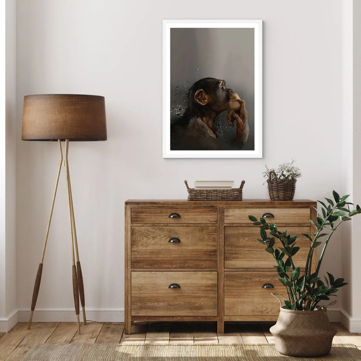 Affiche dans un cadre blanc - Poster - Certainement un penseur - 50x70 cm