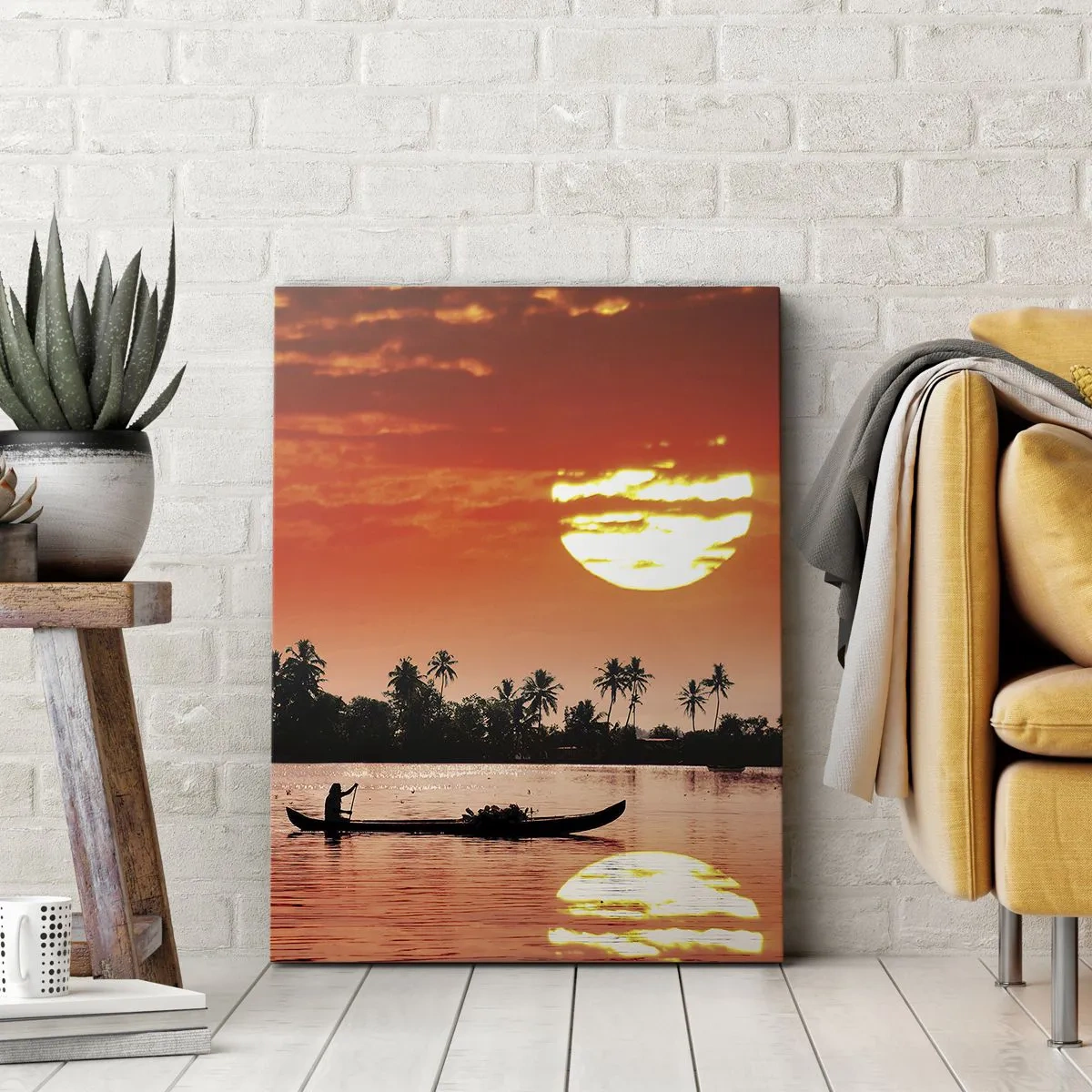 Impression sur toile - Image sur toile - La tranquillité des tropiques au coucher du soleil - 65x120 cm