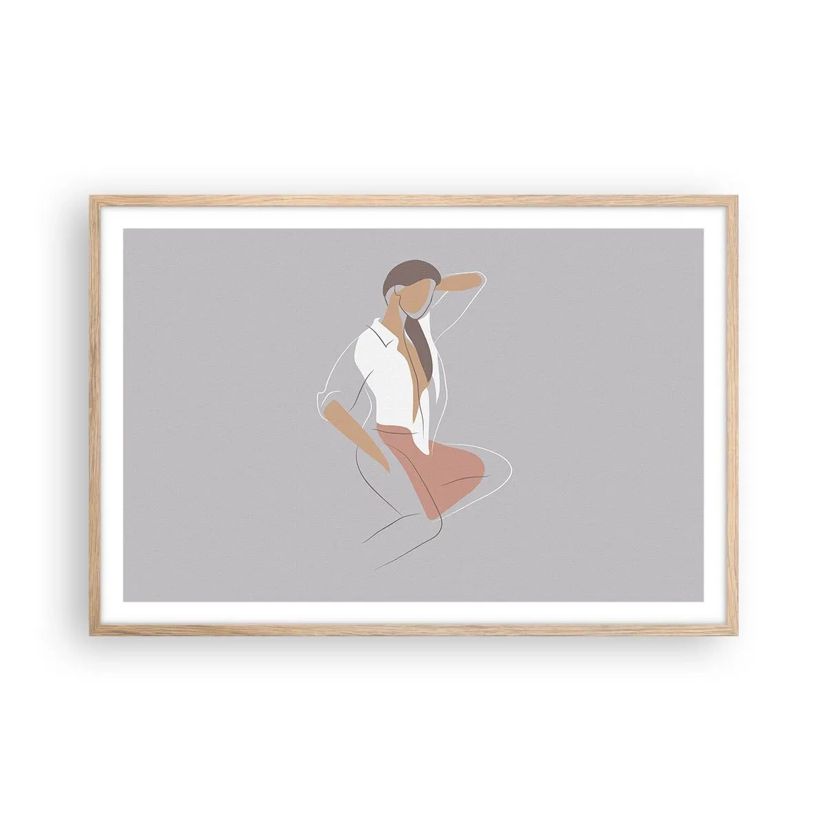 Affiche dans un chêne clair - Poster - Contour gracieux - 91x61 cm