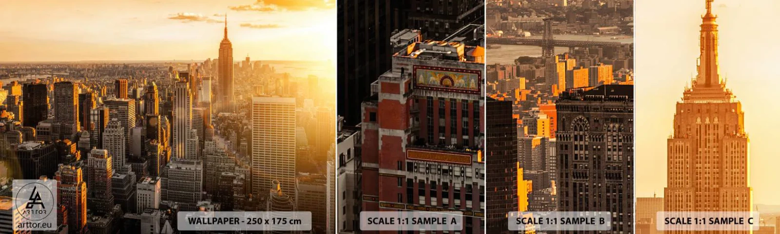 Échantillon De Papier Peint Standard Eco - Grandir au soleil - Ville, New York, Architecture - 100x30 cm