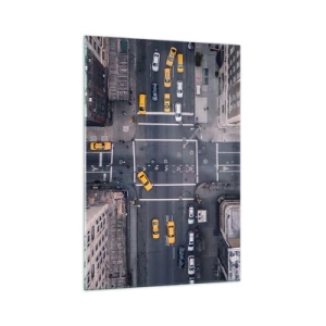 Impression sur verre - Image sur verre - Vue aérienne d'une rue animée de la ville - 70x100cm - Un choix simple - Décoration murale moderne pour le salon et la chambre ARTTOR