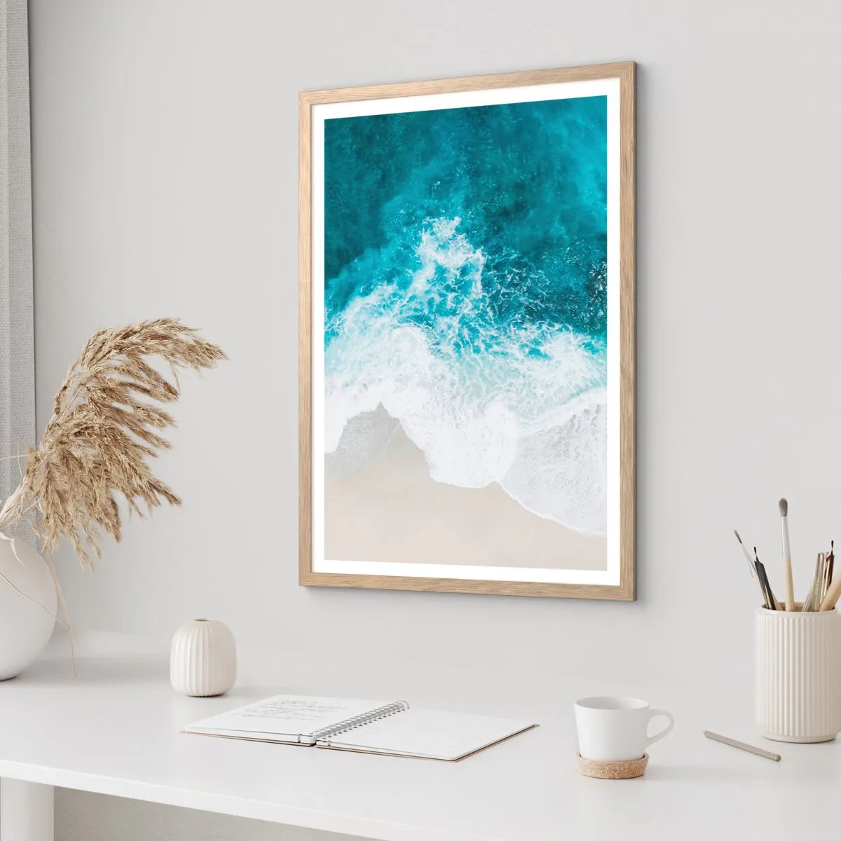 Affiche dans un chêne clair - Poster - Caresse naturelle - 70x100 cm