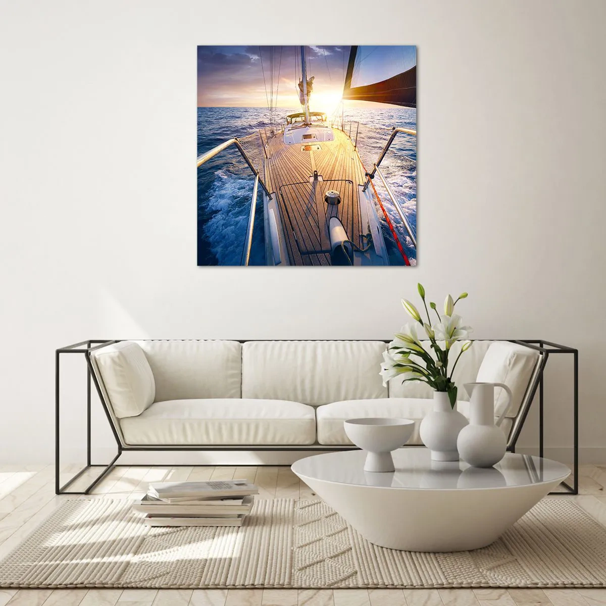 Impression sur verre - Image sur verre - Courir sur les vagues - 40x40 cm