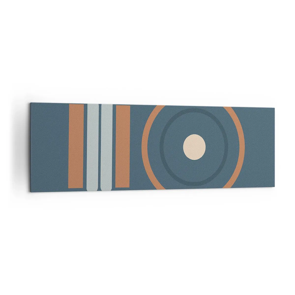 Impression sur toile - Image sur toile - Une composition géométrique avec des cercles et des rectangles aux couleurs sobres. - 160x50cm - Essence des choses - Décoration murale moderne pour le salon et la chambre ARTTOR