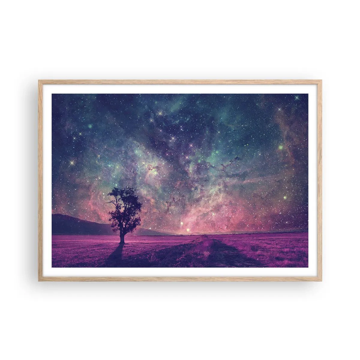 Affiche dans un chêne clair - Poster - Sous un ciel magique - 100x70 cm