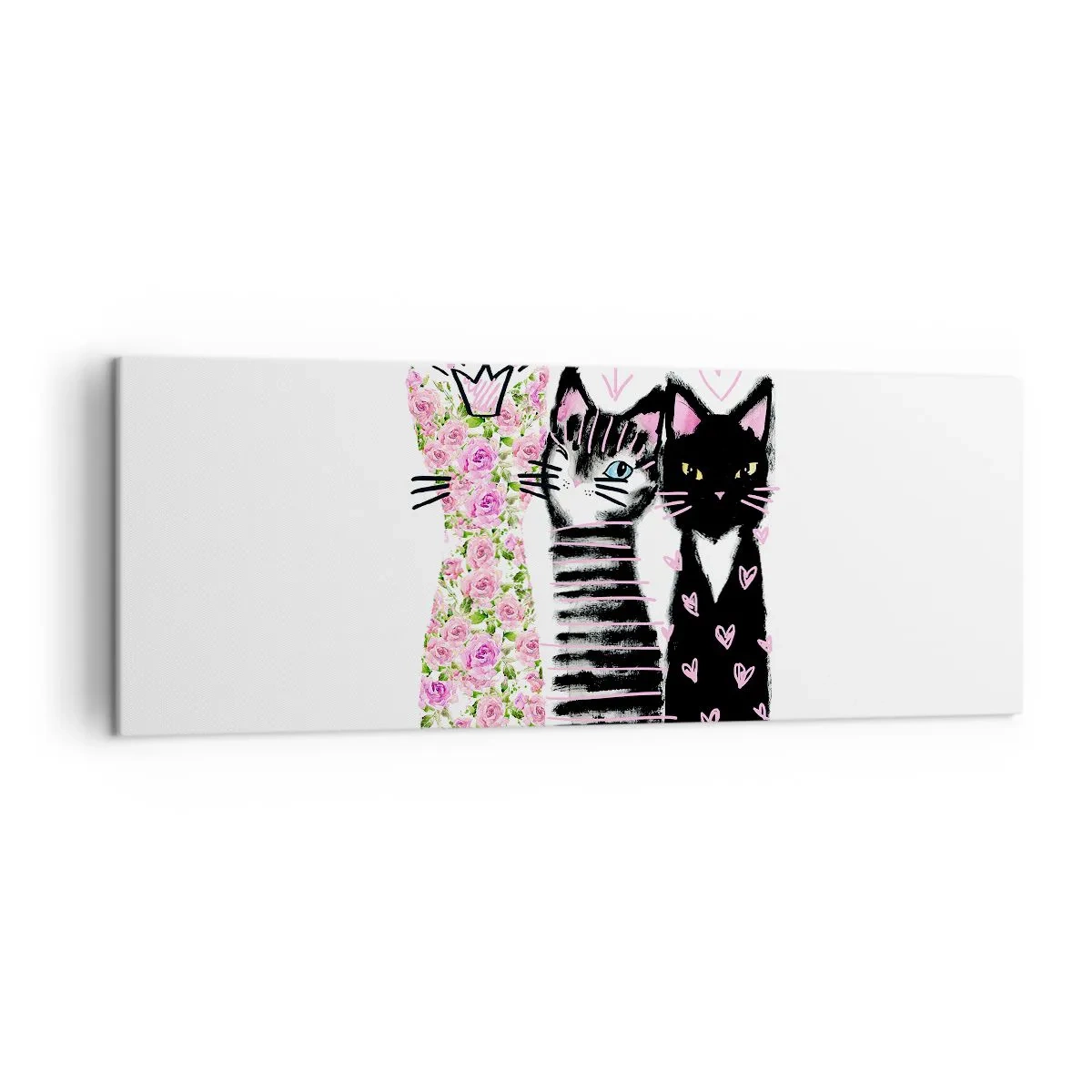 Impression sur toile - Image sur toile - Trois chats aux motifs artistiques variés - 140x50cm - Il y avait trois chats - Décoration murale moderne pour le salon et la chambre ARTTOR