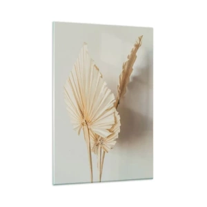 Impression sur verre - Image sur verre - Feuilles de palmier séchées dans un arrangement minimaliste - 80x120cm - Quand tu dois t’apaiser - Décoration murale moderne pour le salon et la chambre ARTTOR