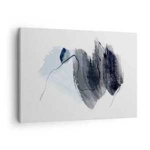 Impression sur toile - Image sur toile - Composition abstraite dans les tons de gris et de bleu - 70x50cm - Intensité et mouvement - Décoration murale moderne pour le salon et la chambre ARTTOR