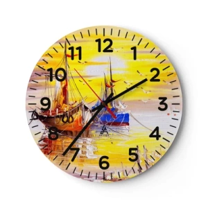 Horloge murale - Pendule murale - Un repos bien mérité au port - 30x30 cm
