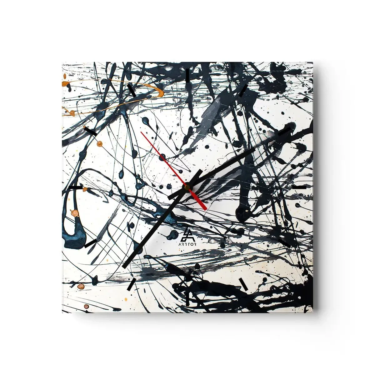 Horloge murale - Pendule murale - Motif de peinture abstraite avec des lignes et des taches dynamiques - 30x30cm - Ca a du sens ou ça n'en a pas ? - Décoration murale moderne pour le salon et la chambre ARTTOR