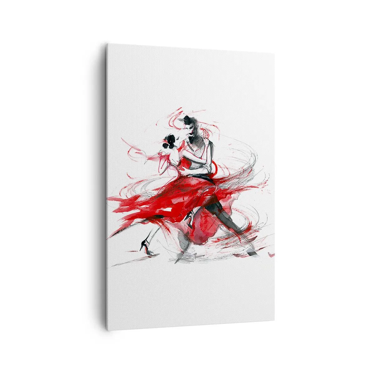 Impression sur toile - Image sur toile - Danseurs dans une danse dynamique aux accents rouges - 80x120cm - Tango - le rythme de la passion - Décoration murale moderne pour le salon et la chambre ARTTOR