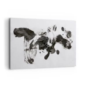 Impression sur toile - Image sur toile - Composition abstraite de taches noires sur fond blanc - 120x80cm - De la méthode dans la folie ? - Décoration murale moderne pour le salon et la chambre ARTTOR