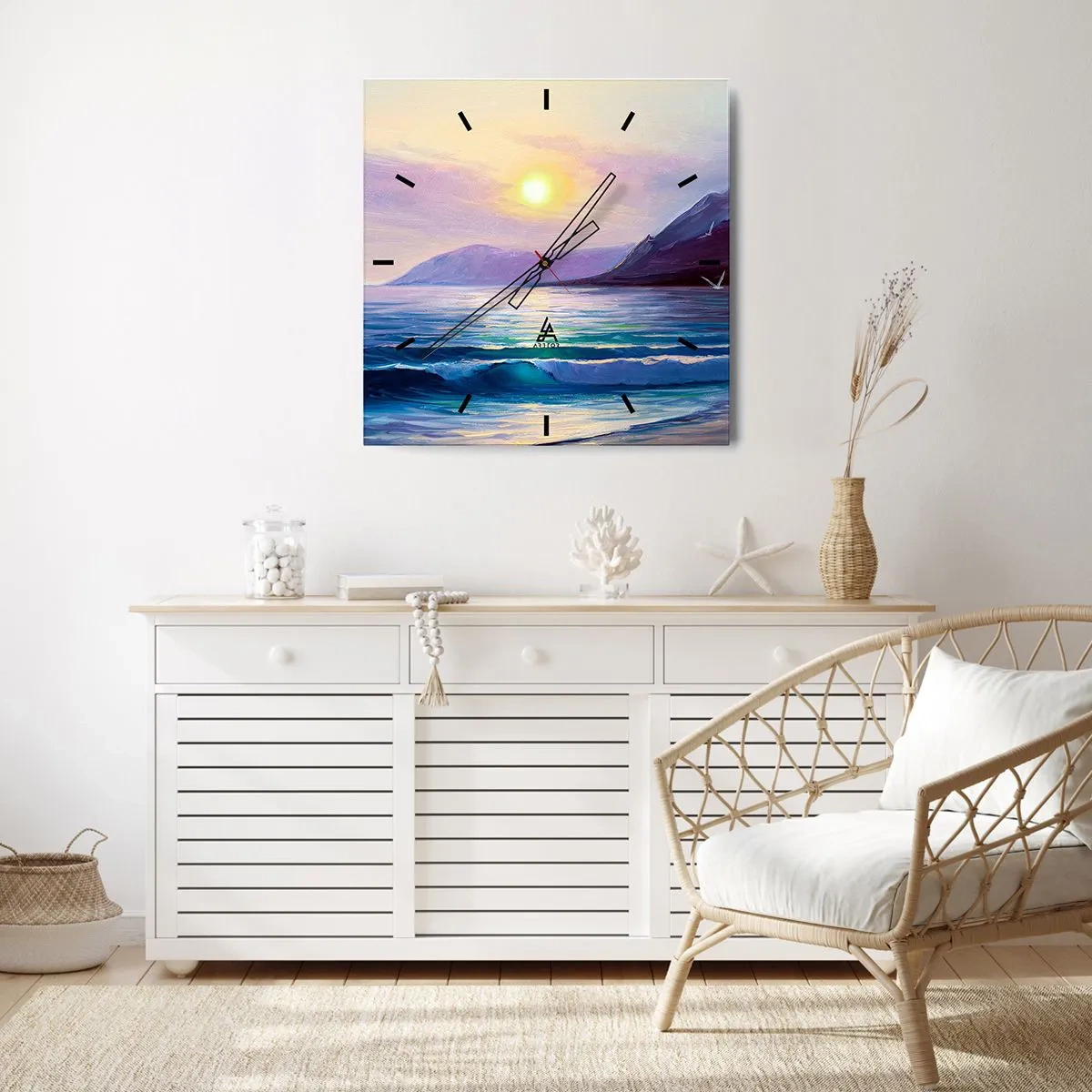 Horloge murale - Pendule murale - Cristal d'eau et d'air - 40x40 cm