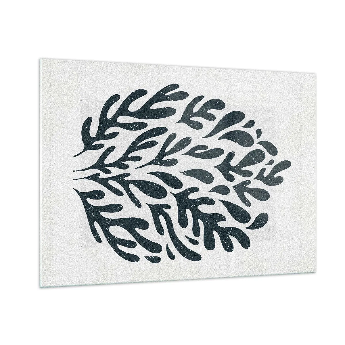 Impression sur verre - Image sur verre - Forme organique noire sur fond blanc - 100x70cm - Formes de la nature - Décoration murale moderne pour le salon et la chambre ARTTOR