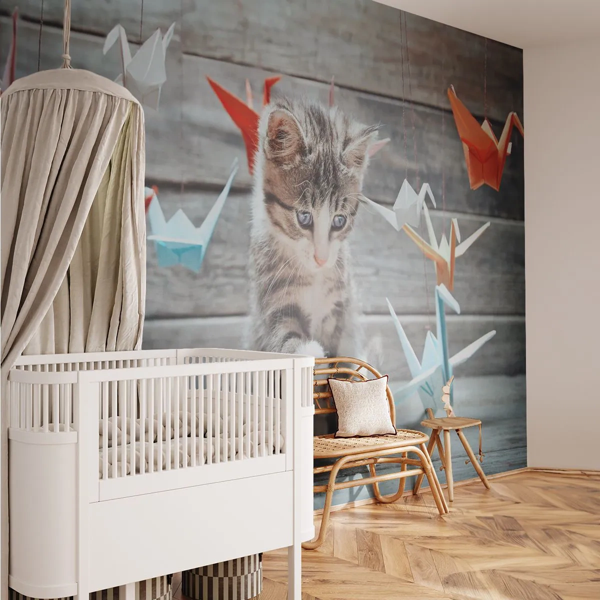 Papier Peint Photo Premium Canvas - Première leçon - Animaux, Chat, Origami - 250x175 cm