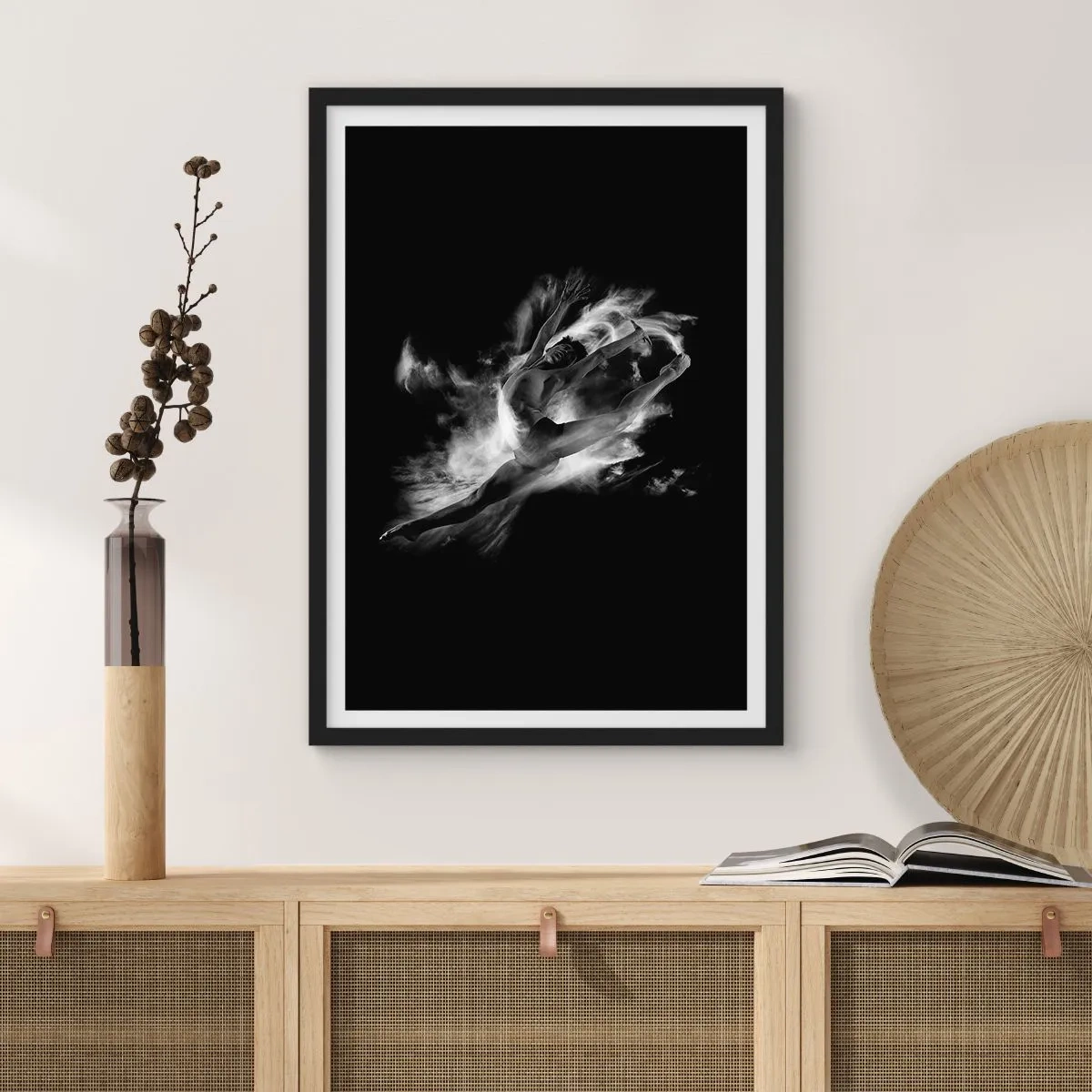 Affiche dans un cadre noir - Poster - Coincé en l'air - 40x50 cm