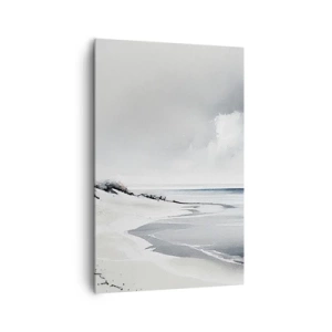 Impression sur toile - Image sur toile - Une plage aux tons sobres de gris et de bleu - 80x120cm - Ensemble depuis toujours - Décoration murale moderne pour le salon et la chambre ARTTOR