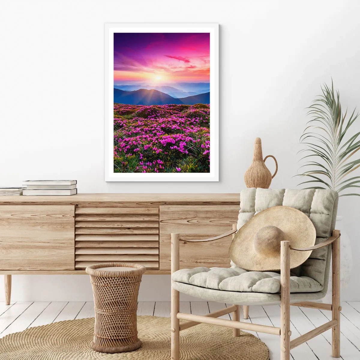 Affiche dans un cadre blanc - Poster - Les herbes sentaient les grappes fraîches de la récolte - 40x50 cm