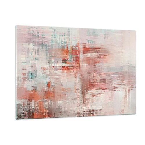 Impression sur verre - Image sur verre - Une composition abstraite dans les tons de rouge et de beige. - 120x80cm - Brumeux. Mais rose - Décoration murale moderne pour le salon et la chambre ARTTOR