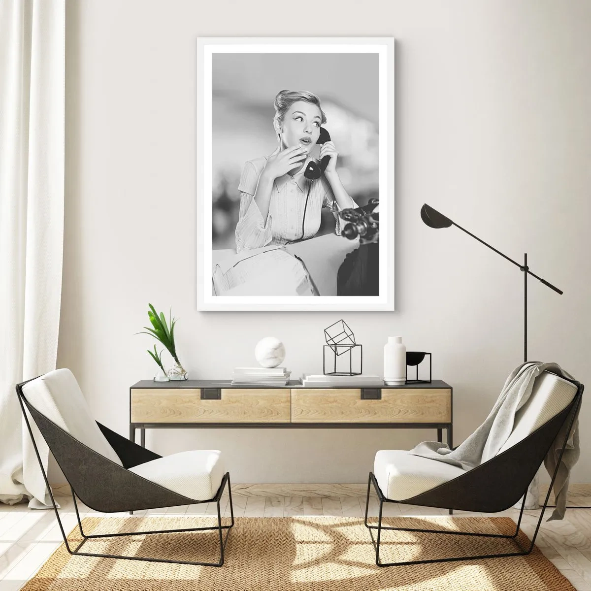 Affiche dans un cadre blanc - Poster - Hello! Ici les années 50 - 40x50 cm