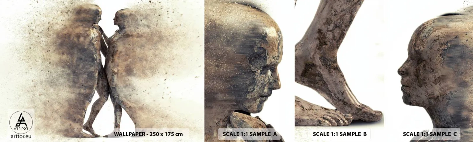 Échantillon de Papier Peint Autocollant Deluxe Sticker - Ils sont sortis de la poussière pour aimer - Abstraction, Femme et Homme, Amour - 100x30 cm