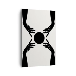 Impression sur toile - Image sur toile - Mains noires dans une composition symétrique avec une boule - 80x120cm - Signe secret - Décoration murale moderne pour le salon et la chambre ARTTOR