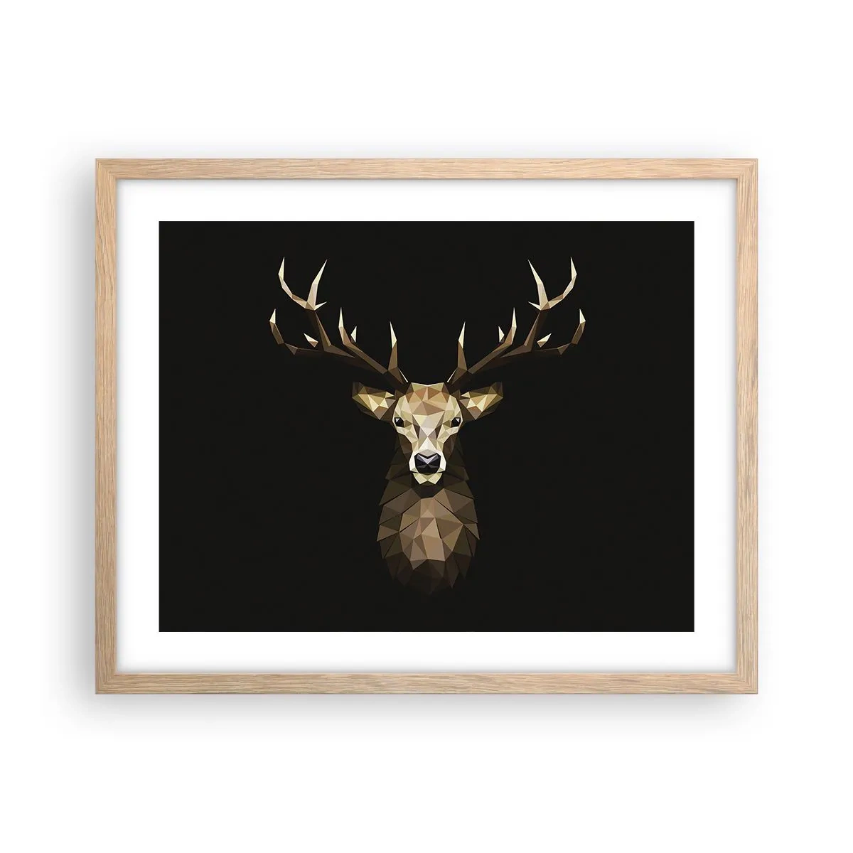 Affiche dans un chêne clair - Poster - Cerf cubique - 50x40 cm