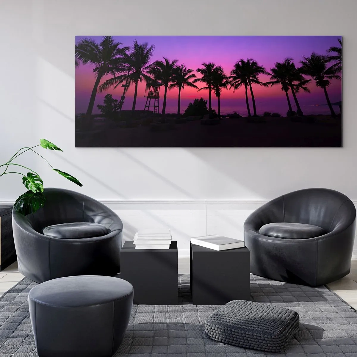 Impression sur verre - Image sur verre - Soirée sous les palmiers - 100x40 cm