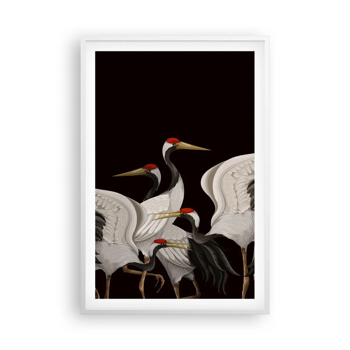 Affiche dans un cadre blanc - Poster - Histoire d'oiseaux - 61x91 cm