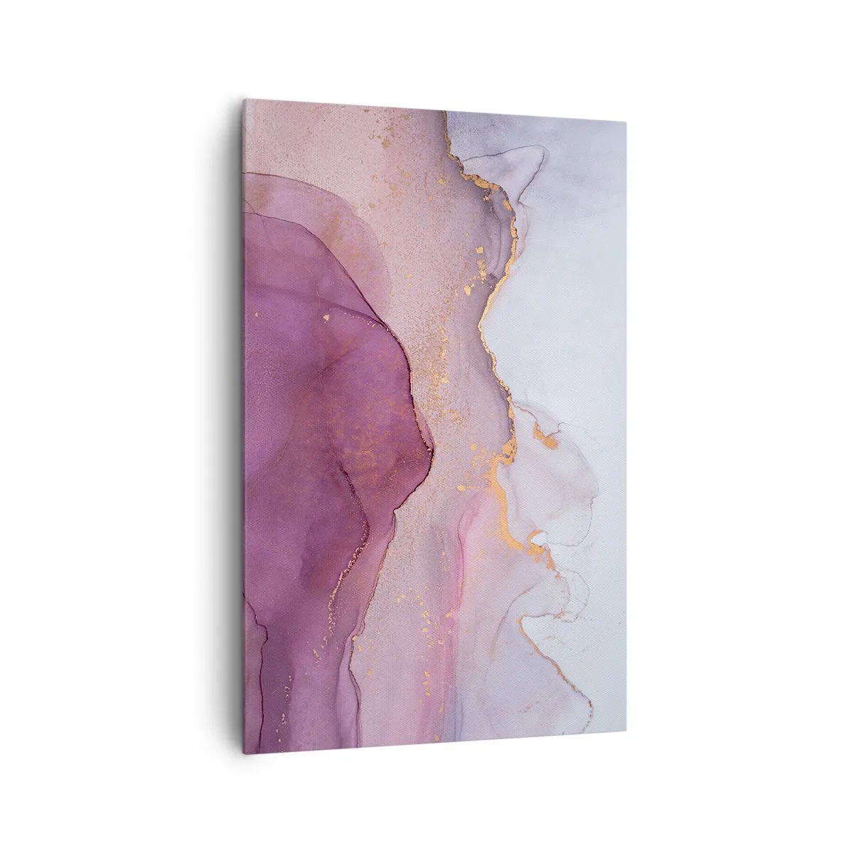 Impression sur toile - Image sur toile - Une composition abstraite dans des tons de violet et d'or. - 80x120cm - Vagues lilas et violettes - Décoration murale moderne pour le salon et la chambre ARTTOR