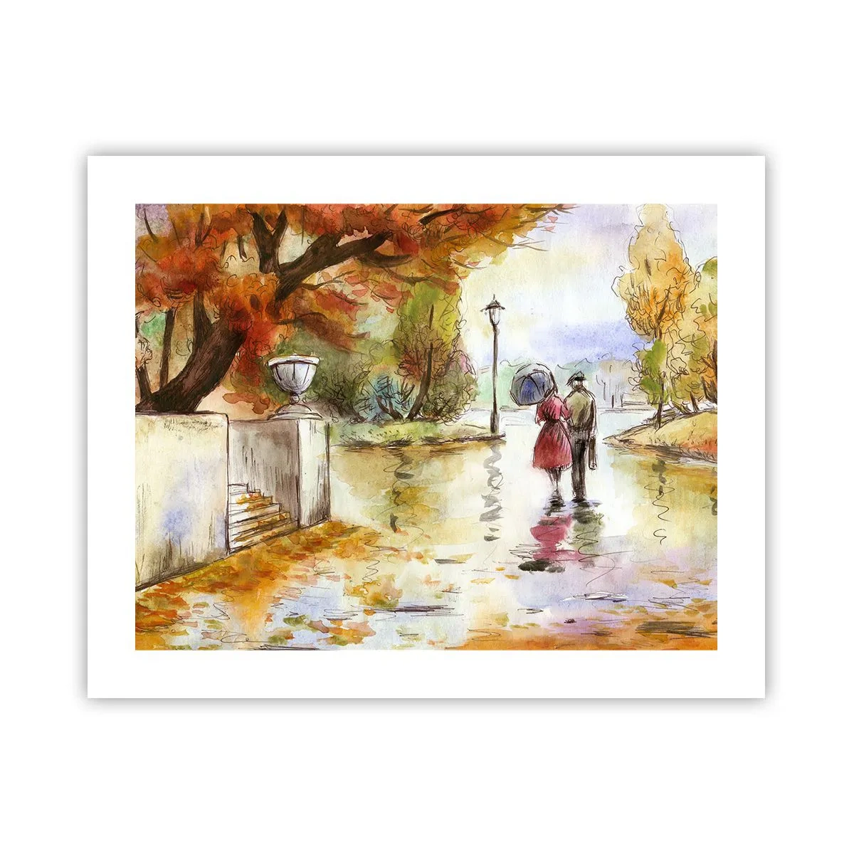 Affiche - Poster - Automne romantique dans le parc - 50x40 cm