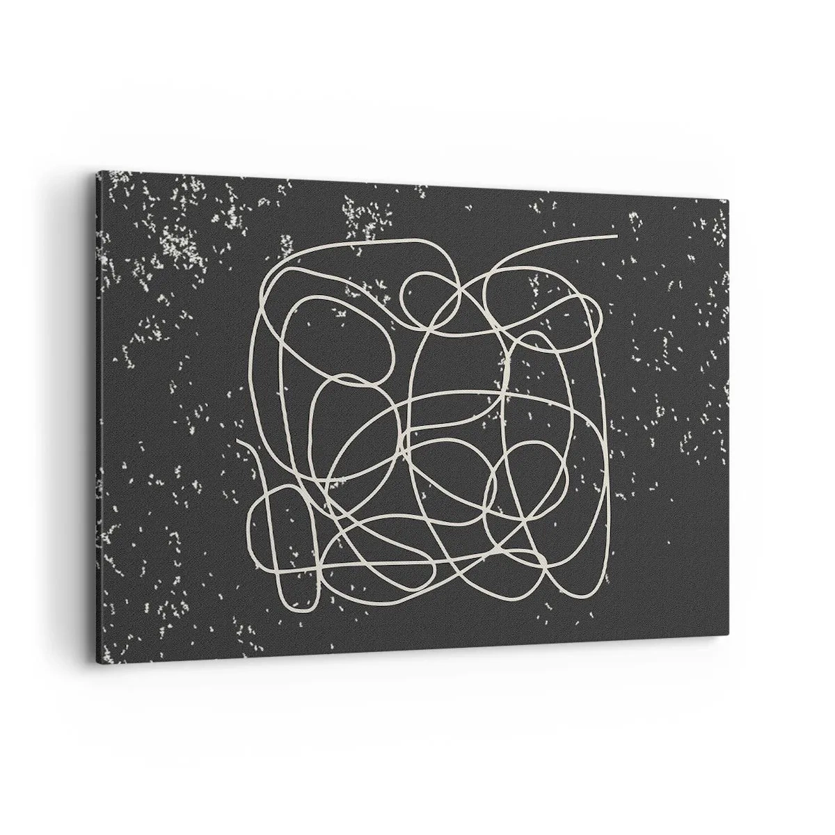 Impression sur toile - Image sur toile - Ligne abstraite sur fond noir avec des détails fins - 100x70cm - Errance des pensées - Décoration murale moderne pour le salon et la chambre ARTTOR