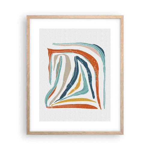 Affiche dans un chêne clair - Poster - Abstraction avec un sourire amical - 40x50 cm