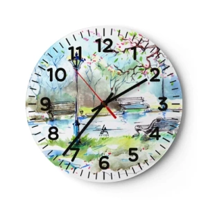 Horloge murale - Pendule murale - Le charme du silence d'un parc - 30x30 cm