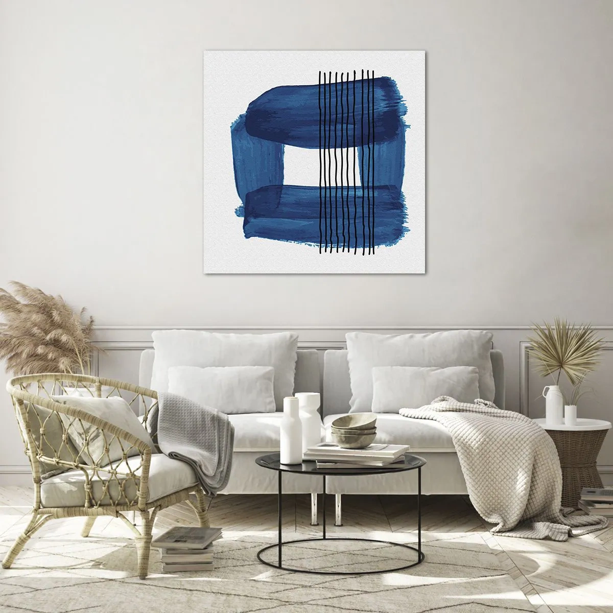 Impression sur verre - Image sur verre - Composition noire-bleue - 60x60 cm