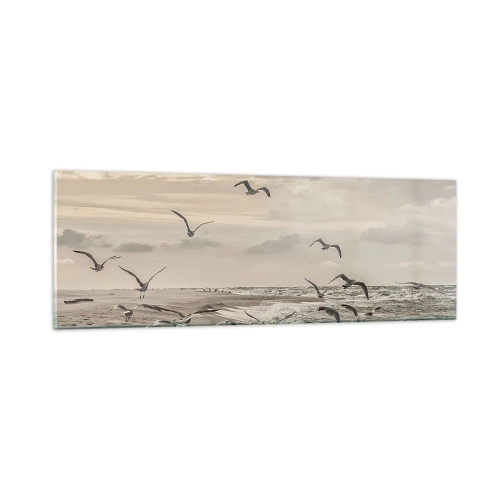 Impression sur verre - Image sur verre - Le bruit de la mer, le chant des oiseaux - 90x30 cm