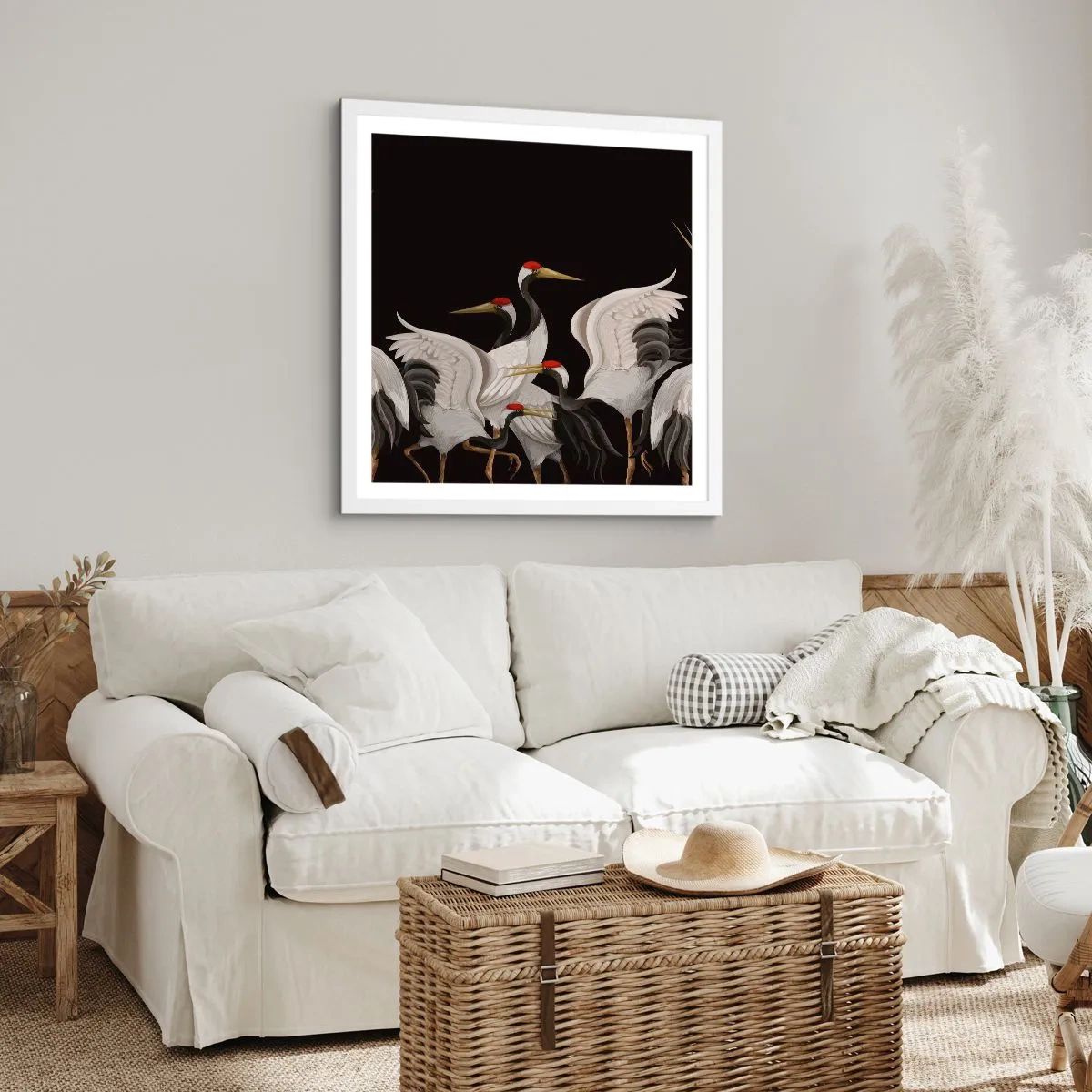 Affiche dans un cadre blanc - Poster - Histoire d'oiseaux - 40x40 cm
