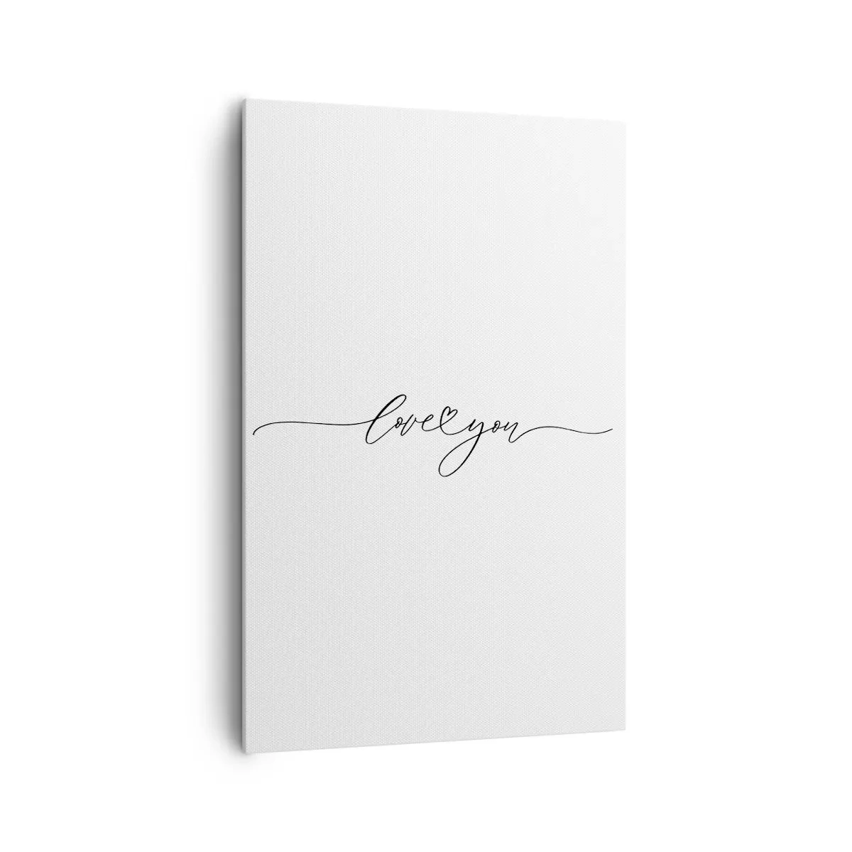 Impression sur toile - Image sur toile - L'inscription « Je t'aime » dans une police élégante - 80x120cm - Noir sur blanc - Décoration murale moderne pour le salon et la chambre ARTTOR