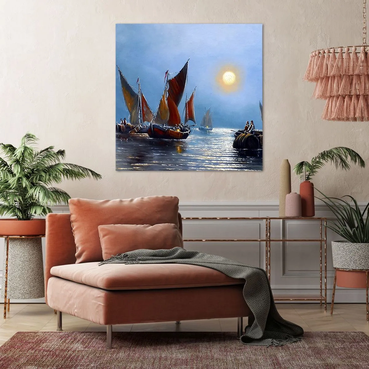 Impression sur toile - Image sur toile - Pêche de nuit - 50x50 cm