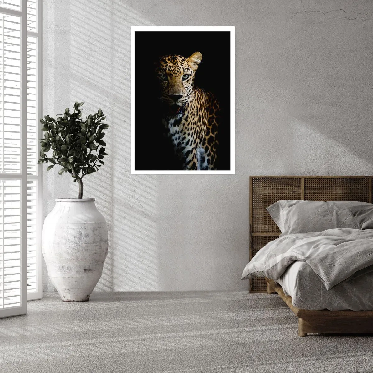 Affiche - Poster - Un léopard sur un fond sombre avec des détails de fourrure vifs. - 50x70cm - Beauté sombre - Décoration murale moderne pour le salon et la chambre ARTTOR