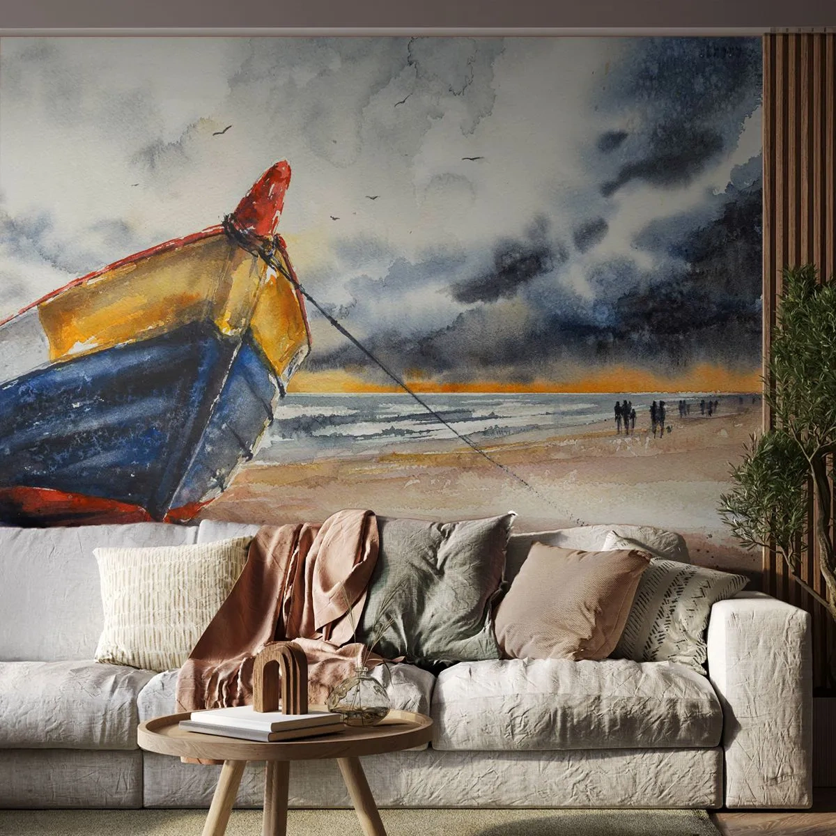 Papier peint sur mesure Premium Sand - Repos sur le rivage - Paysage, Bateau, Bord de mer