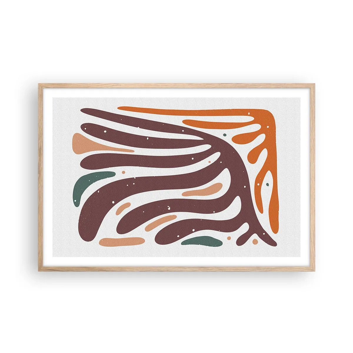 Affiche dans un chêne clair - Poster - Composition organique rayonnante - 91x61 cm